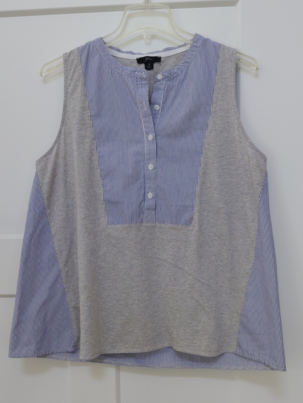 Blue Stripe & Gray Sleeveless J. Crew Top